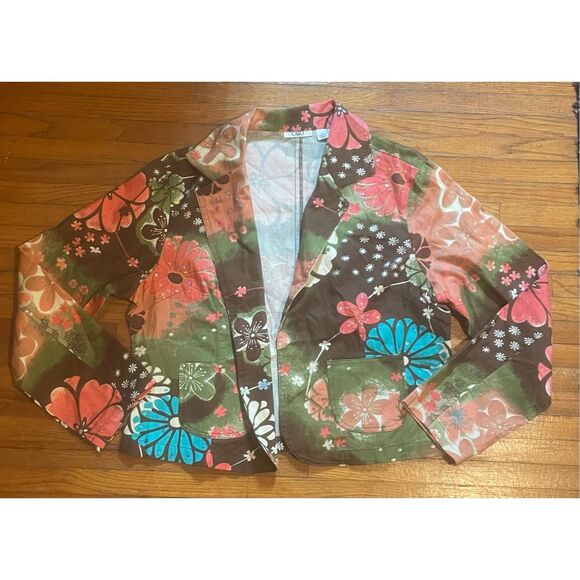 Cato Brown Pink Jacket Blazer XL Pockets Sequins - Picture 1 of 7